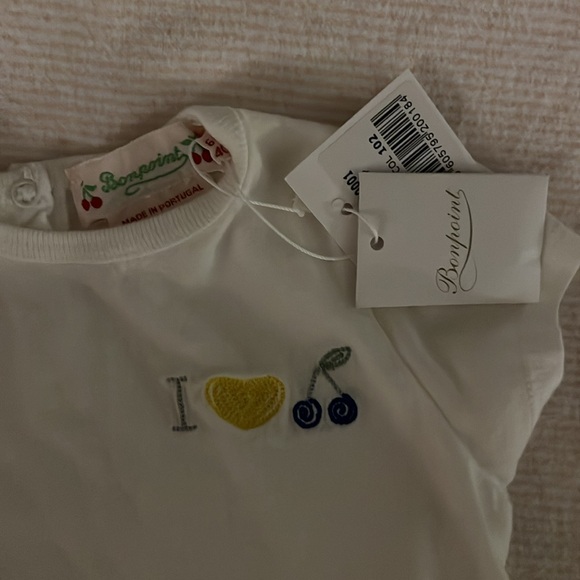 Bonpoint white t shirt NWT size 6 months - Picture 2 of 3